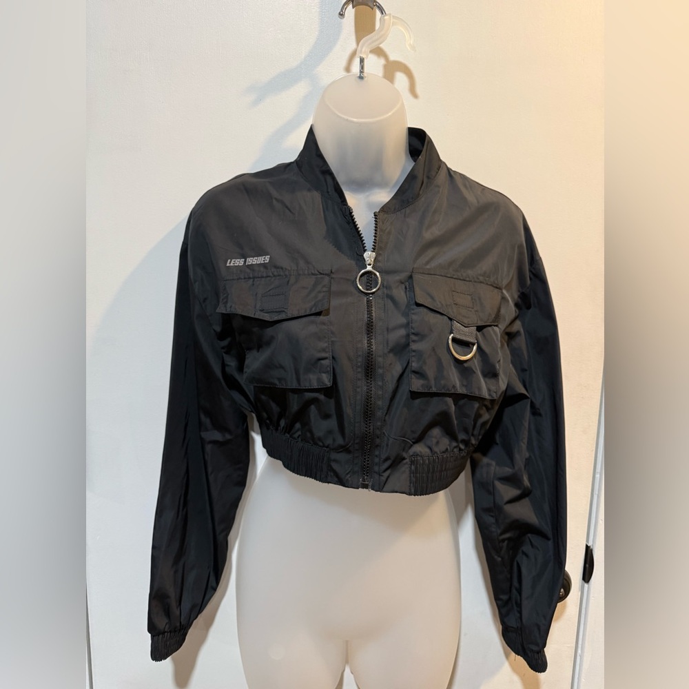 Bershka Black Utility Cropped Jacket